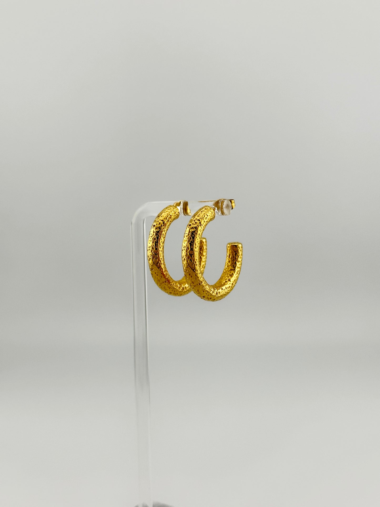 Tara Gold Textured Hoop Earrings