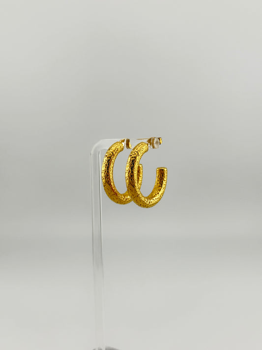 Tara Gold Textured Hoop Earrings