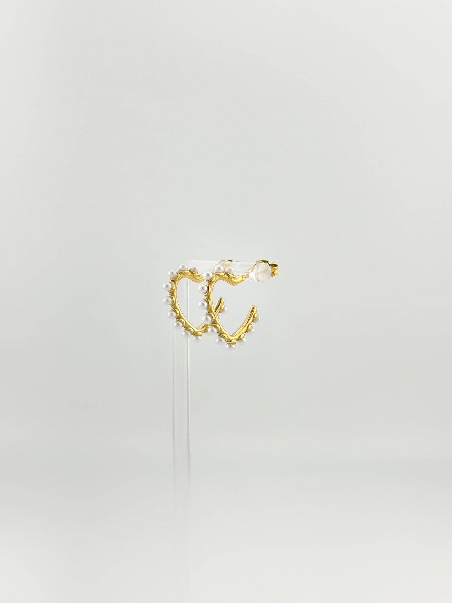 Marie Gold Pearl Heart Earrings