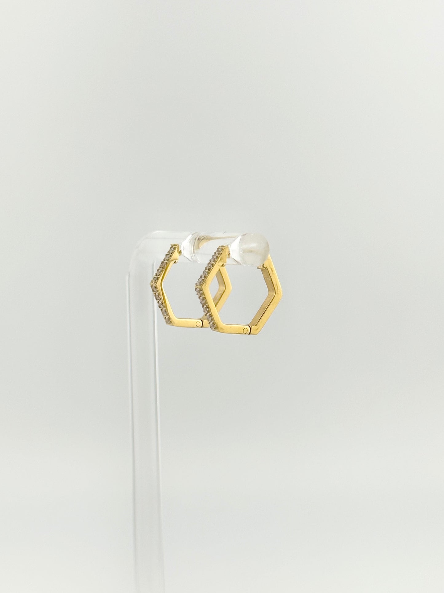 Penny Pave Hex Huggie Earrings