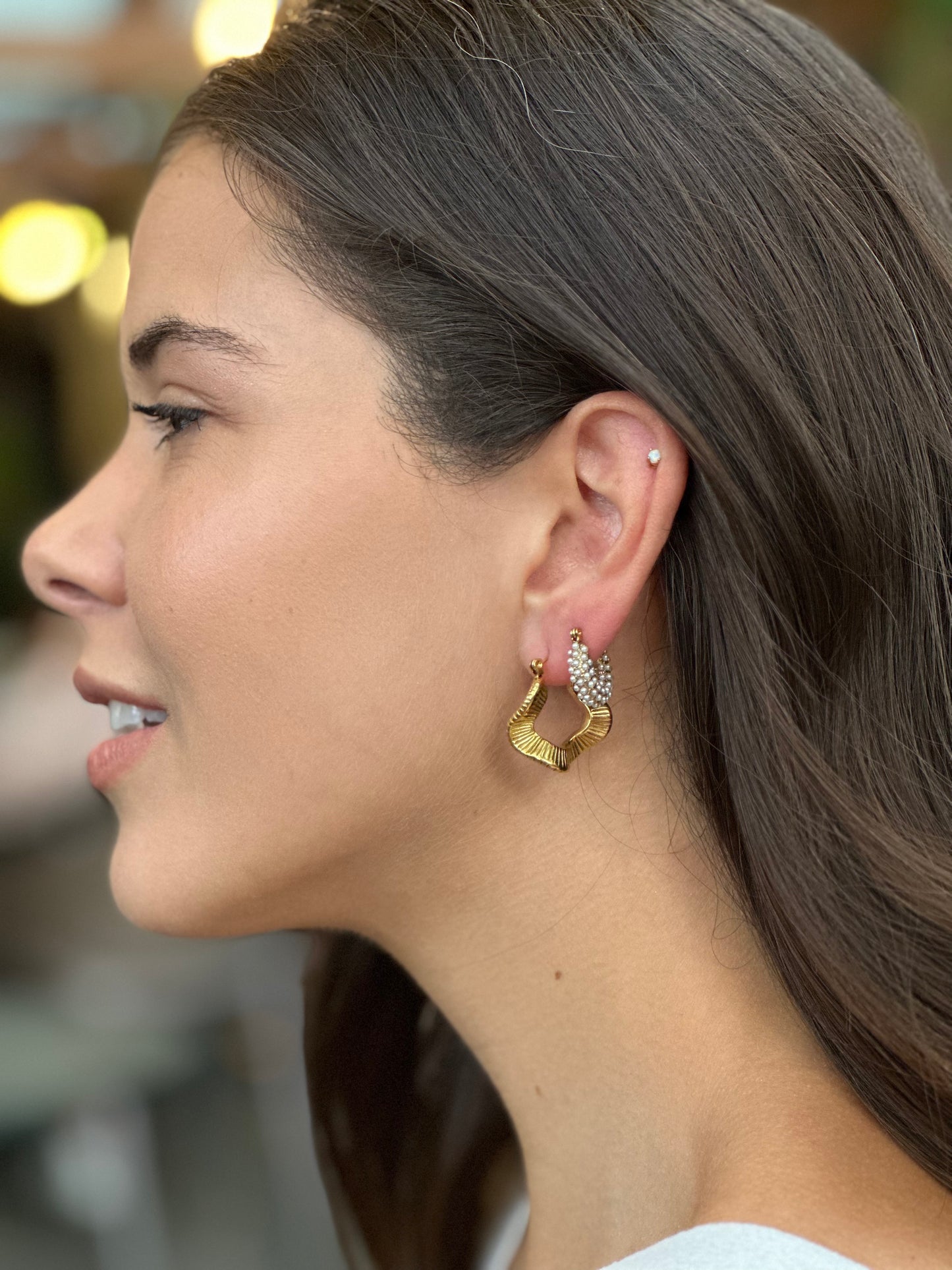 Christine Gold Wave Hoop Earring